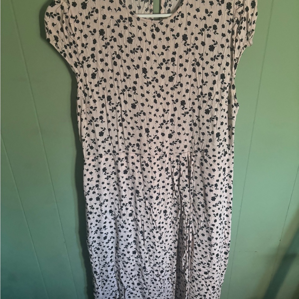 Leith Black Floral on Blush Dress